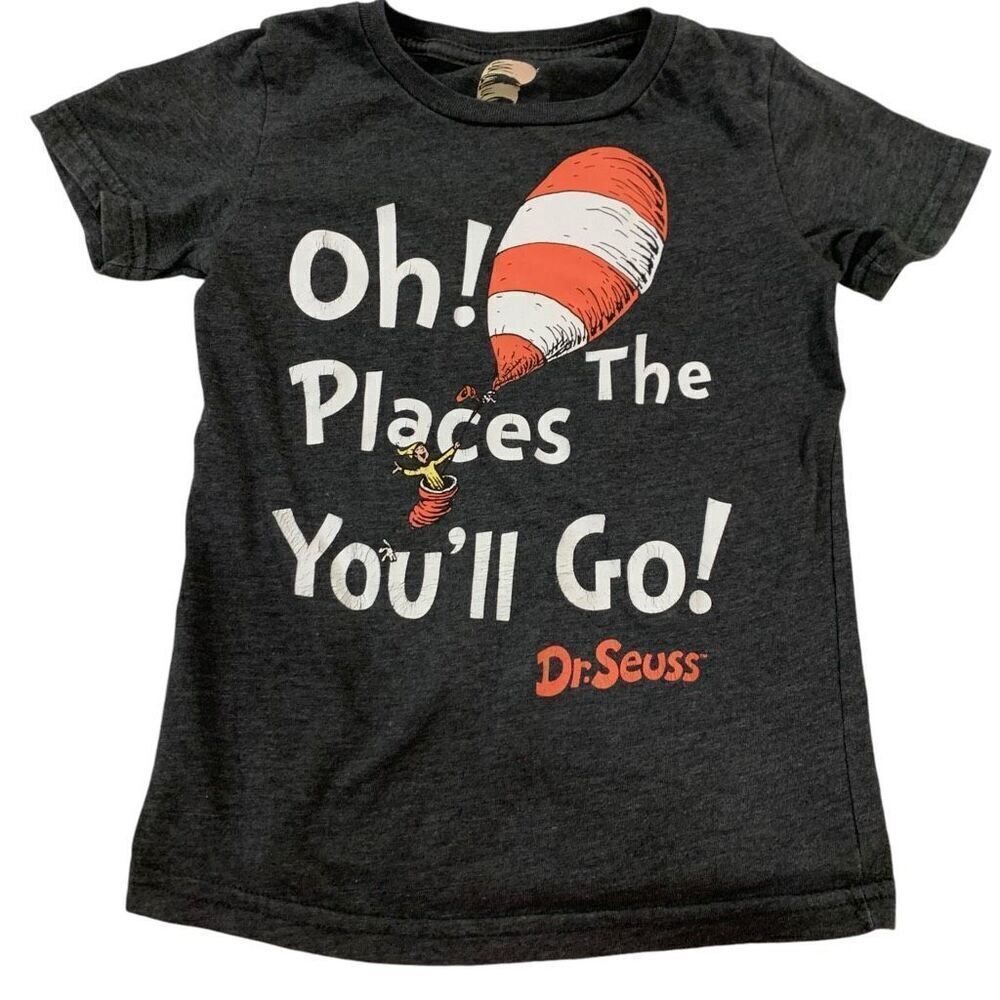 Dr. Seuss Toddler Graphic T-Shirt “Oh, The Places You’ll Go” Black Size 5T EUC